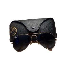 Ray-Ban Gold Frame Aviator Sunglasses with Black Case